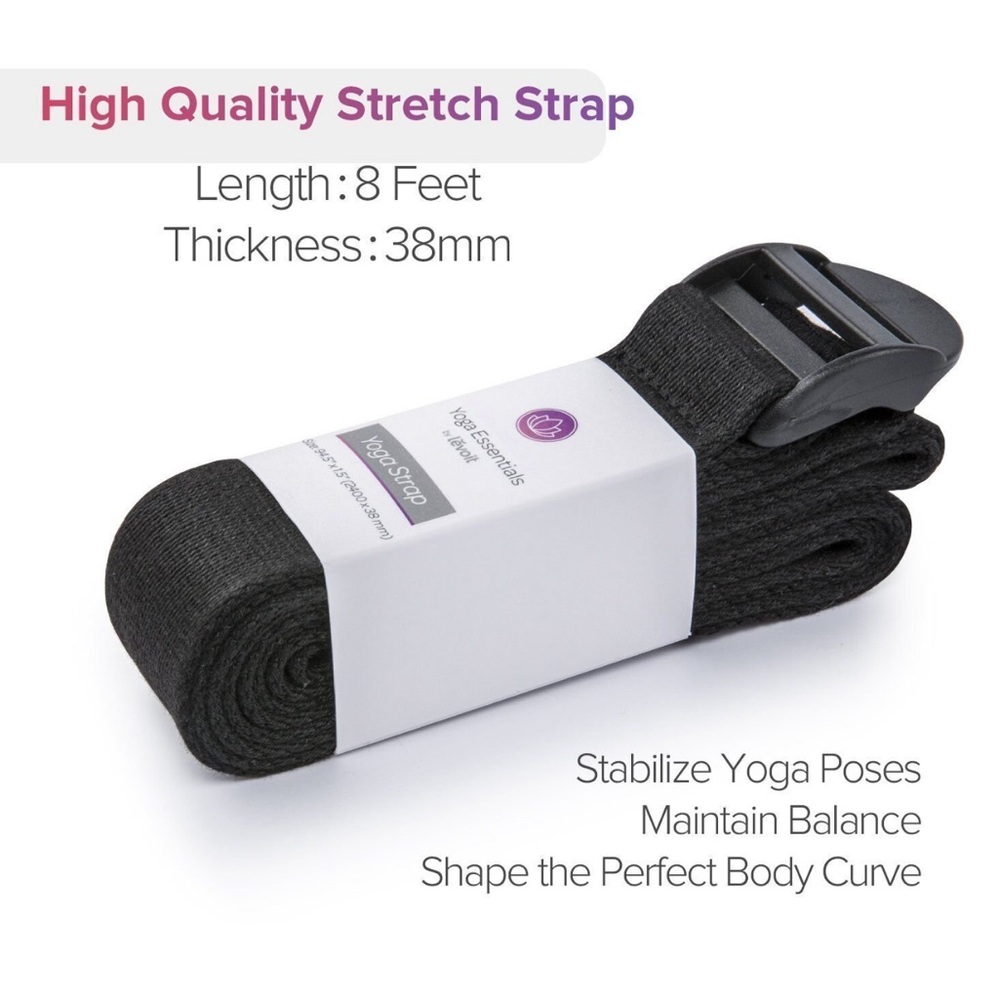 NWT Yoga Essentials by Levoit Black Yoga Strap